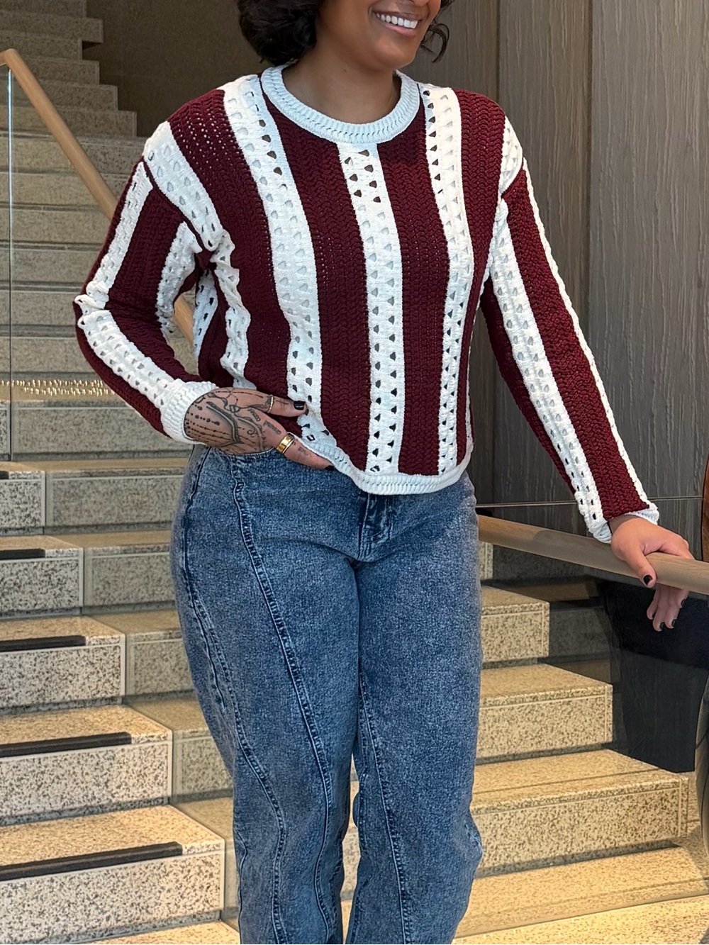 Open-Knit Sweater Top, size M
